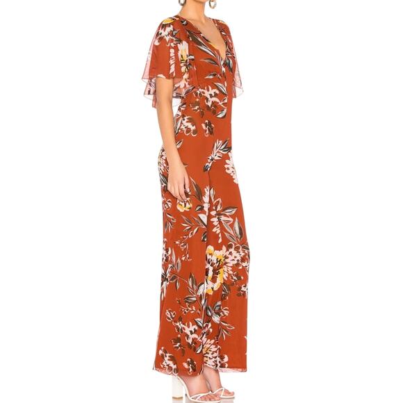 Tularosa Alexis Jumper Orange Dahlia Floral Pattern Boho Festival Romantic